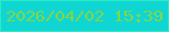 文字の大きさ：5、枠の色：29ecc0、背景の色：0fd6d3、文字の色：82d648 無料ブログパーツのブログ時計