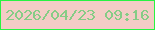文字の大きさ：4、枠の色：29f342、背景の色：f4ccc6、文字の色：86cc86 無料ブログパーツのブログ時計