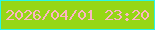 文字の大きさ：2、枠の色：29f7e5、背景の色：96d716、文字の色：fcb5c4 無料ブログパーツのブログ時計