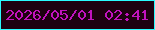 文字の大きさ：5、枠の色：29fafe、背景の色：1d0110、文字の色：c113be 無料ブログパーツのブログ時計