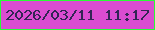 文字の大きさ：4、枠の色：29fc34、背景の色：da4cd0、文字の色：322555 無料ブログパーツのブログ時計