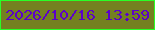 文字の大きさ：5、枠の色：29fe26、背景の色：748020、文字の色：5b01c9 無料ブログパーツのブログ時計