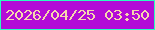 文字の大きさ：5、枠の色：29febf、背景の色：b30cd7、文字の色：f6d7ad 無料ブログパーツのブログ時計