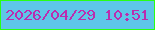 文字の大きさ：4、枠の色：29ff13、背景の色：5ec6e8、文字の色：bb2caf 無料ブログパーツのブログ時計