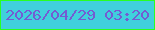 文字の大きさ：2、枠の色：29ff22、背景の色：40d0dd、文字の色：745cd2 無料ブログパーツのブログ時計