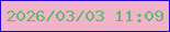 文字の大きさ：2、枠の色：2a02cf、背景の色：f0b3c9、文字の色：60ba6d 無料ブログパーツのブログ時計