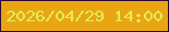 文字の大きさ：4、枠の色：2a0737、背景の色：e9a612、文字の色：e1ee5a 無料ブログパーツのブログ時計