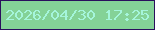 文字の大きさ：4、枠の色：2a0f5c、背景の色：84d297、文字の色：a5f5db 無料ブログパーツのブログ時計