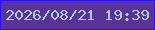 文字の大きさ：3、枠の色：2a12f6、背景の色：593398、文字の色：abced3 無料ブログパーツのブログ時計