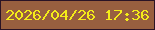 文字の大きさ：2、枠の色：2a1325、背景の色：985f3f、文字の色：f4ed19 無料ブログパーツのブログ時計