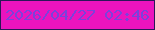 文字の大きさ：5、枠の色：2a1758、背景の色：eb14be、文字の色：7d41db 無料ブログパーツのブログ時計