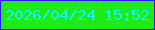 文字の大きさ：2、枠の色：2a17fa、背景の色：1eea17、文字の色：13f8f7 無料ブログパーツのブログ時計
