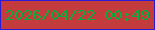 文字の大きさ：1、枠の色：2a1bd2、背景の色：c33b3c、文字の色：09ae38 無料ブログパーツのブログ時計
