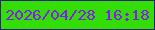 文字の大きさ：1、枠の色：2a2084、背景の色：33de04、文字の色：861af0 無料ブログパーツのブログ時計