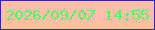 文字の大きさ：1、枠の色：2a28b5、背景の色：fdbfa7、文字の色：4afc66 無料ブログパーツのブログ時計