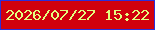 文字の大きさ：5、枠の色：2a2fd9、背景の色：d0010d、文字の色：e3fe7f 無料ブログパーツのブログ時計