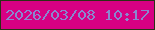 文字の大きさ：1、枠の色：2a3115、背景の色：d70083、文字の色：8987d0 無料ブログパーツのブログ時計