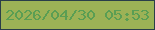 文字の大きさ：5、枠の色：2a3e49、背景の色：9cb256、文字の色：5a9e53 無料ブログパーツのブログ時計