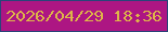 文字の大きさ：5、枠の色：2a4479、背景の色：ad1683、文字の色：ddb548 無料ブログパーツのブログ時計