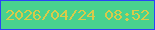 文字の大きさ：2、枠の色：2a44f6、背景の色：49d28e、文字の色：d9ca4a 無料ブログパーツのブログ時計