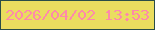 文字の大きさ：4、枠の色：2a4d48、背景の色：eadd5f、文字の色：fe8aaa 無料ブログパーツのブログ時計