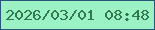 文字の大きさ：2、枠の色：2a567b、背景の色：9bf3c5、文字の色：33794d 無料ブログパーツのブログ時計