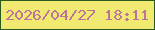 文字の大きさ：1、枠の色：2a5a1d、背景の色：f1ea70、文字の色：bc749a 無料ブログパーツのブログ時計