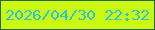 文字の大きさ：4、枠の色：2a634c、背景の色：caf811、文字の色：29c5df 無料ブログパーツのブログ時計