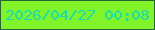 文字の大きさ：5、枠の色：2a6634、背景の色：80f428、文字の色：16ddb3 無料ブログパーツのブログ時計