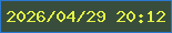 文字の大きさ：4、枠の色：2a78cf、背景の色：394d3d、文字の色：e3f444 無料ブログパーツのブログ時計