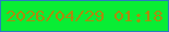 文字の大きさ：1、枠の色：2a7cc0、背景の色：09ed34、文字の色：a98b0d 無料ブログパーツのブログ時計