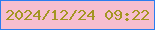 文字の大きさ：4、枠の色：2a7def、背景の色：f6becf、文字の色：a49522 無料ブログパーツのブログ時計