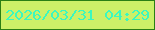 文字の大きさ：4、枠の色：2a7f15、背景の色：ccf068、文字の色：3bf7bf 無料ブログパーツのブログ時計