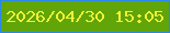 文字の大きさ：2、枠の色：2a88e8、背景の色：61a508、文字の色：f0f236 無料ブログパーツのブログ時計