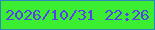 文字の大きさ：1、枠の色：2a89b6、背景の色：3cee31、文字の色：5440ed 無料ブログパーツのブログ時計