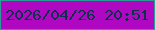 文字の大きさ：5、枠の色：2a9b96、背景の色：b008c2、文字の色：0e2e4e 無料ブログパーツのブログ時計