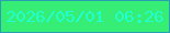 文字の大きさ：3、枠の色：2a9fb3、背景の色：36ed75、文字の色：21ffd1 無料ブログパーツのブログ時計