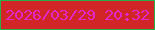 文字の大きさ：5、枠の色：2aae46、背景の色：d22528、文字の色：e127c8 無料ブログパーツのブログ時計