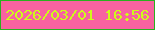 文字の大きさ：2、枠の色：2ab01f、背景の色：f862a0、文字の色：cefb19 無料ブログパーツのブログ時計