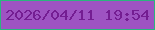 文字の大きさ：4、枠の色：2ab57e、背景の色：9e53c2、文字の色：741d92 無料ブログパーツのブログ時計