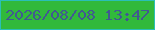 文字の大きさ：1、枠の色：2abfb6、背景の色：31b93b、文字の色：415991 無料ブログパーツのブログ時計