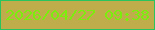文字の大きさ：1、枠の色：2ac45e、背景の色：bfac4b、文字の色：7cee0e 無料ブログパーツのブログ時計