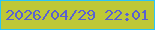 文字の大きさ：4、枠の色：2ac5f7、背景の色：bec837、文字の色：5961d1 無料ブログパーツのブログ時計