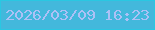 文字の大きさ：1、枠の色：2ac7e2、背景の色：43b8dc、文字の色：acc1f6 無料ブログパーツのブログ時計