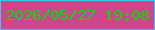 文字の大きさ：1、枠の色：2acef4、背景の色：ce468a、文字の色：09db09 無料ブログパーツのブログ時計