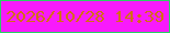 文字の大きさ：2、枠の色：2ad063、背景の色：f81afb、文字の色：d26d14 無料ブログパーツのブログ時計