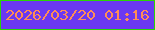 文字の大きさ：1、枠の色：2ad505、背景の色：6b38f2、文字の色：ff8d55 無料ブログパーツのブログ時計