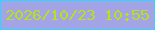 文字の大きさ：1、枠の色：2ad7fe、背景の色：a3a3e6、文字の色：b6e21b 無料ブログパーツのブログ時計
