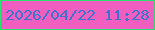 文字の大きさ：4、枠の色：2ae26d、背景の色：f05fbf、文字の色：3f72cd 無料ブログパーツのブログ時計