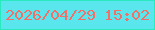 文字の大きさ：1、枠の色：2ae9be、背景の色：59e7ed、文字の色：f37069 無料ブログパーツのブログ時計